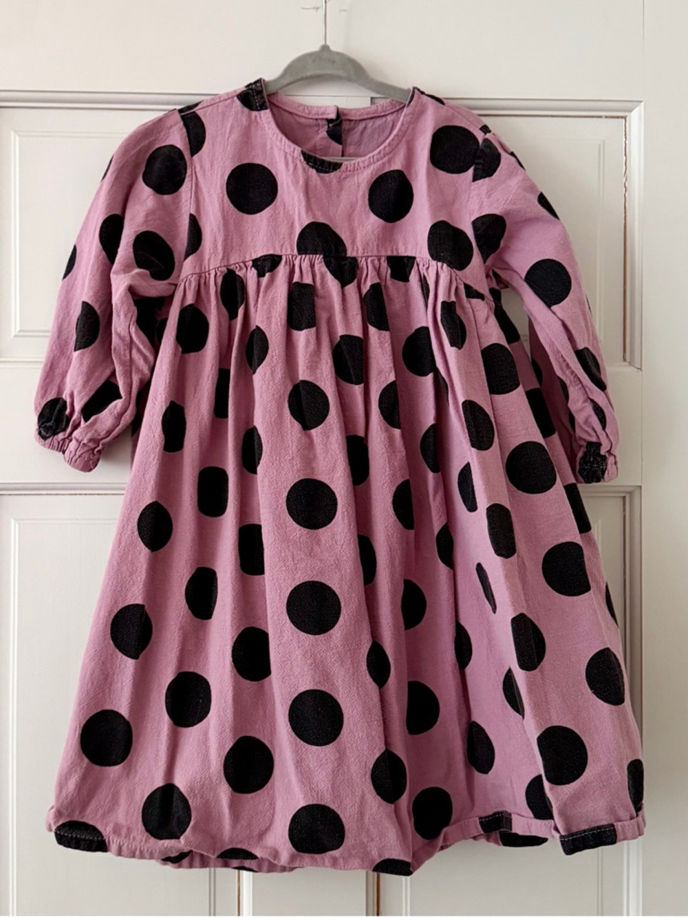 Girls' Lilac Dress with Black Polka Dots 3T